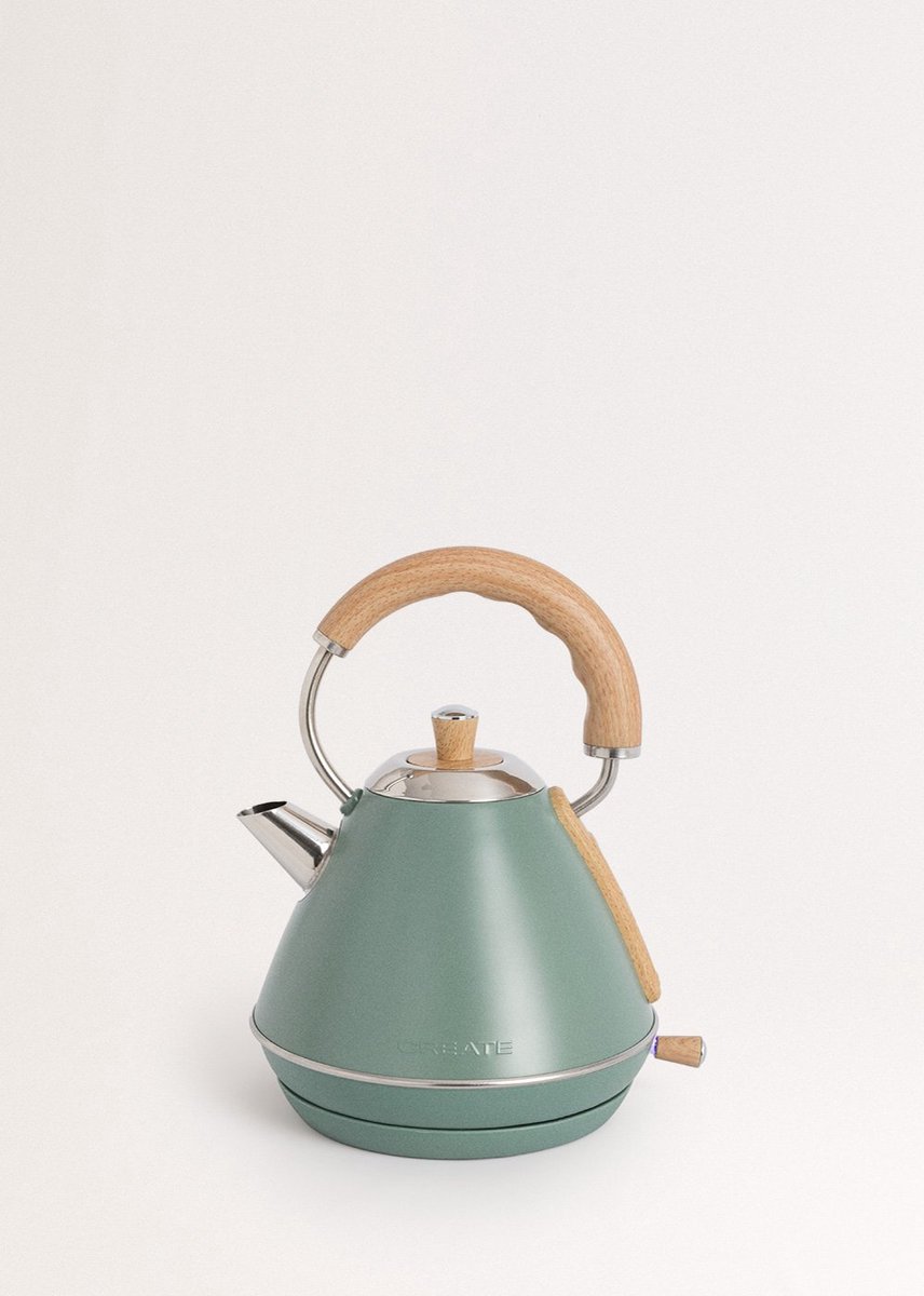 CREATE - Waterkoker 1 L - 1200 Watt - RVS - BPA vrij - Elektrisch - Antikalk - Sage - KETTLE RETRO M — afbeelding 5