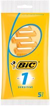 Bol.com BIC 1 Sensitive Wegwerpscheermesjes Voor Heren Met Een Enkel Mesje En Vaste Kop - Pak van 5 Stuks aanbieding