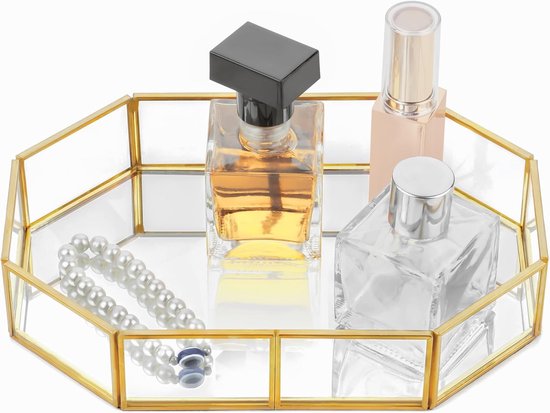 Plateau Miroir Doré Élégant 32 Cm - Organisateur Vanity Parfum, Maquillage, Bijoux - Style Vintage Luxe Pour Chambre, Salle De Bain Ou Salon Plateau Miroir Doré Élégant 32 Cm - Organisateur Vanity Parfum, Maquillage, Bijoux - Style Vintage Luxe Pour Chambre, Salle De Bain Ou Salon