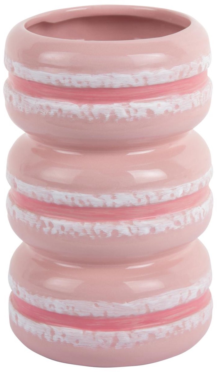 Present Time Vaas Macaron - Zachtroze - 9.3x9.3x19.5cm - Keramiek - Scandinavisch - Bloemenvaas - Woondecoratie - Decoratieve vaas voor woonkamer of slaapkamer