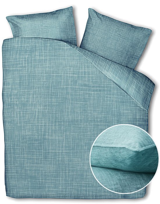 Zohome Dekbedovertrek Lino - Shell Red - Dekbedovertrek 240x200/220cm - 100% Katoen - Linnen Look - Lits Jumeaux van Merkloos — afbeelding 4