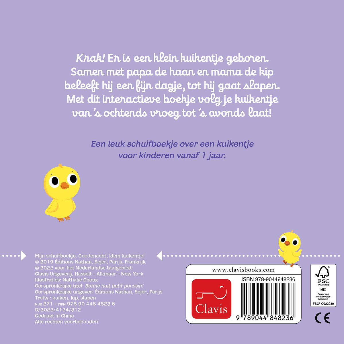 Clavis Peuter Schuifboekje - Goedenacht, klein kuikentje! - back cover