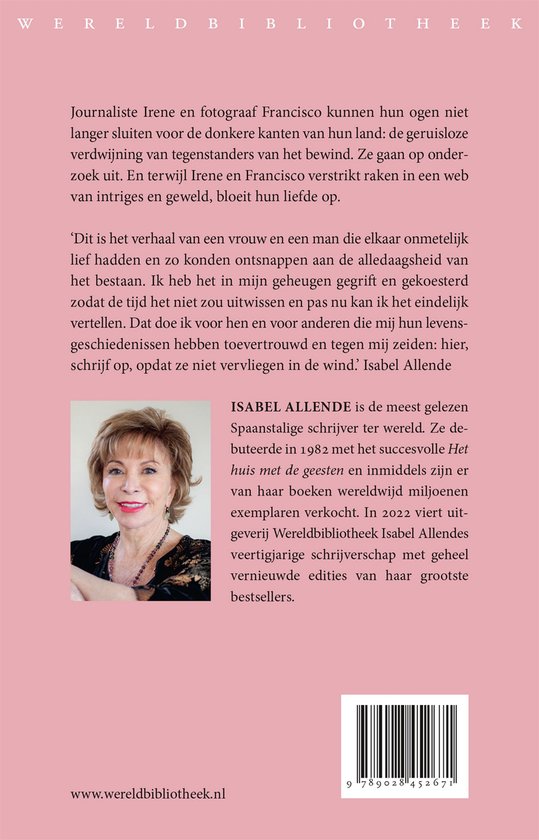 Foto van een vrouw met blond haar en een blauwe blouse, met tekst en een ISBN-barcode.