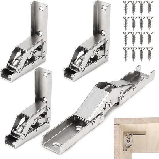 Scharnieren, klein, 8 stuks, 180 graden scharnieren, inklapbaar, roestvrij staal, schroefscharnier, klein met 32 schroeven voor naaimachine, ramen, deuren, klaptafel, kasten, tafelmeubels Scharnieren, klein, 8 stuks, 180 graden scharnieren, inklapbaar, roestvrij staal, schroefscharnier, klein met 32 schroeven voor naaimachine, ramen, deuren, klaptafel, kasten, tafelmeubels