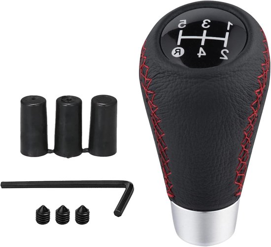 Riloer 5 versnellingen handmatige versnellingspook knop PU leer zwart, auto versnellingspook schakelhendel, compatibel met BMW 1 3 5 6 Serie E30 E32