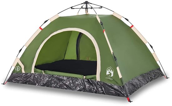 vidaXL - Tent - 3-persoons - snelontgrendeling - groen