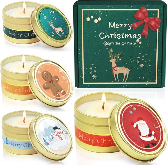Geurende kaarsen cadeau set voor vrouwen - 4 stuks sojawas aromatherapie kaarsen voor kerst, bruiloften en speciale gelegenheden