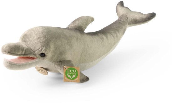 Rappa ECO knuffel dolfijn 40 cm - realistische knuffel van recyclede PET flessen - grijs, wit