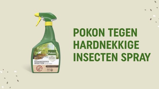 Groene sprayfles "Pokon tegen Hardnekkige Insecten Spray" met gele sproeikop