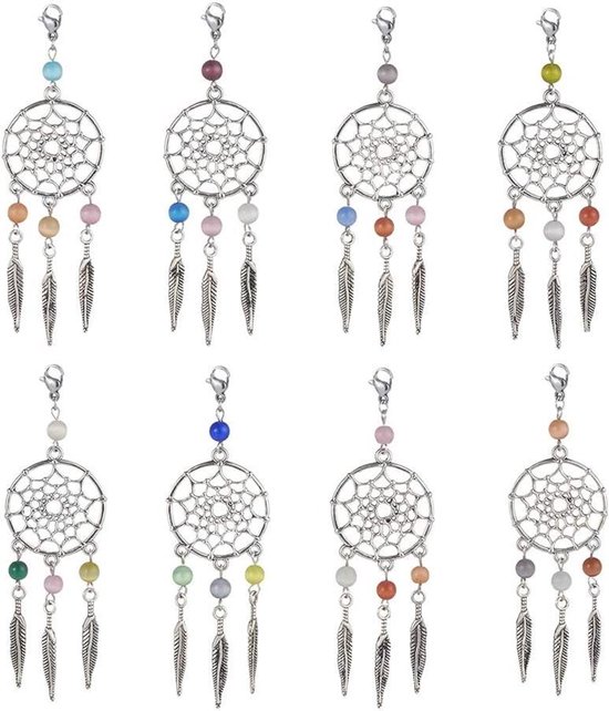 100 Pendentifs Plumes Argent Tibétain - 10 Styles, DIY Bijoux, Porte-clés, Décoration Rêve Attrapeur - 5