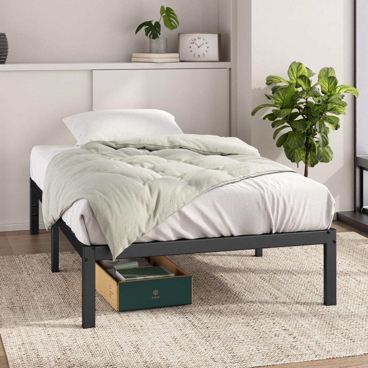 Ibenzoa® Robuust Metalen Bedframe met Verborgen Opbergruimte - 90x200 cm, Zwart