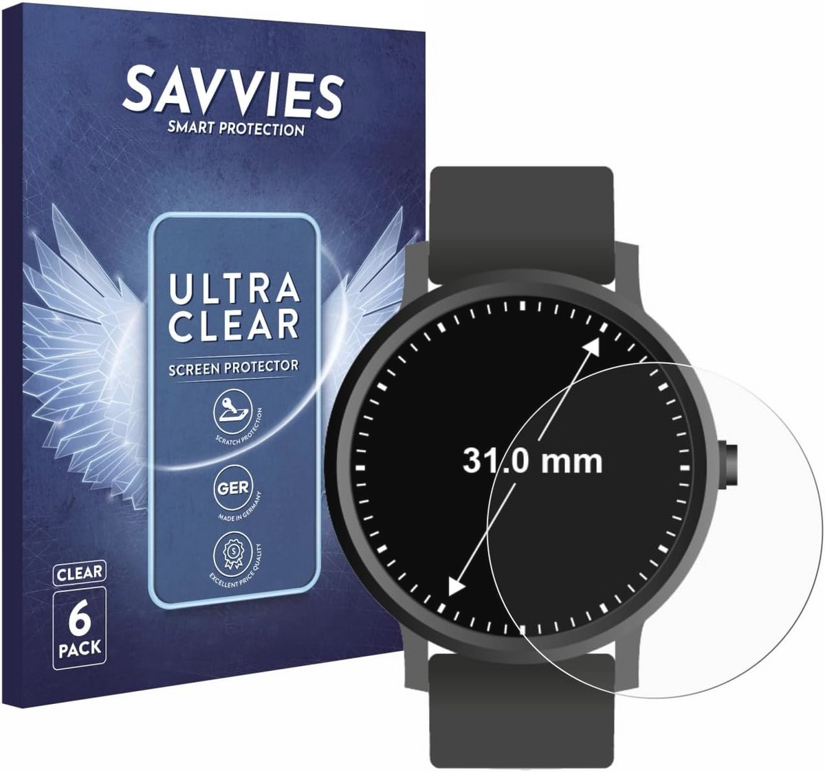 Schermbeschermer voor Horloges - 6 Stuks, Ultra Transparant, Ø 31 mm