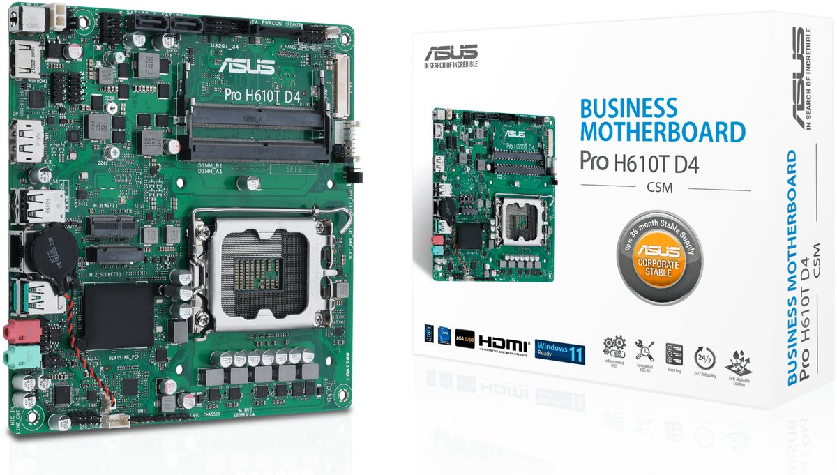 ASUS Pro H610T D4-CSM Intel H610 LGA 1700 mini ITX