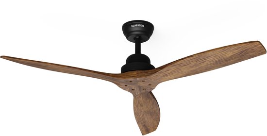 Klarstein Santa Elena plafondventilator 132 cm, echt hout, DC-motor, 6 snelheden, stil, zomer- en winterstand, app en afstandsbediening