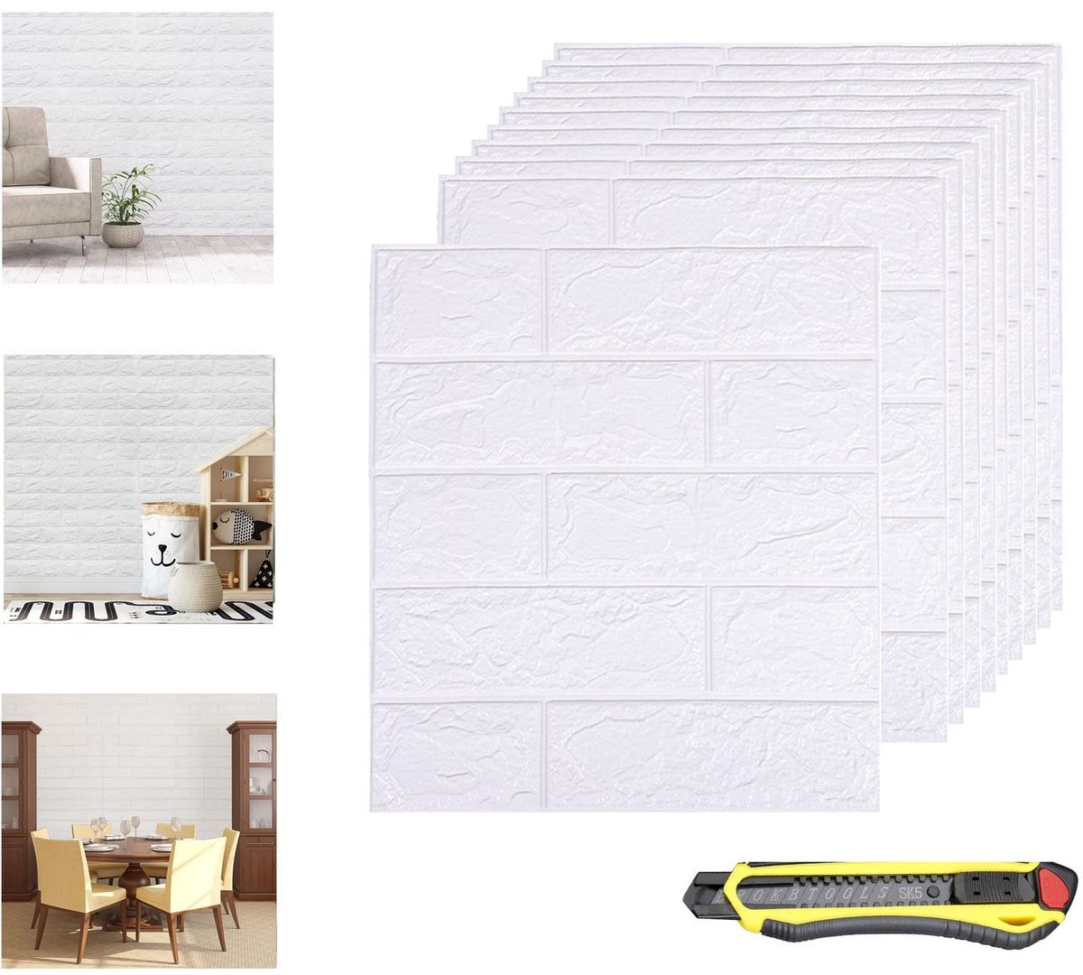 Ibenzoa® Zelfklevende 3D-wandpanelen met Baksteenlook voor Stijlvolle Wanddecoratie in Huis