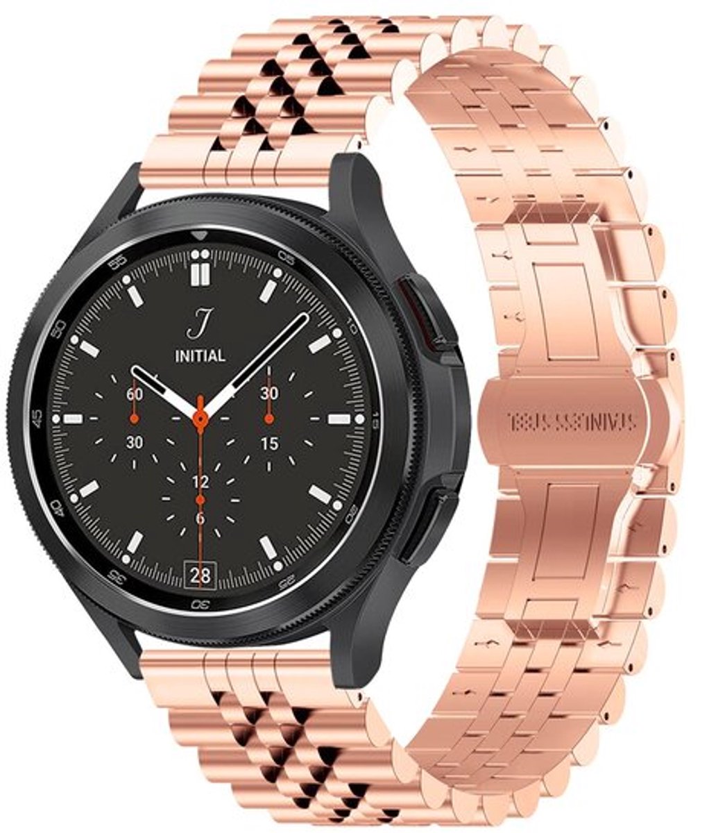 By Qubix 20mm Stalen band Rosé goud Geschikt voor Geschikt voor Samsung Galaxy Watch 7 (40 & 44mm) Galaxy Watch FE Galaxy Watch 6 Galaxy Watch 6 Pro Galaxy Watch 5 5 Pro Galaxy Watch 4 4 Classic Galaxy Watch Active 2 Galaxy Watch 3 (41mm)