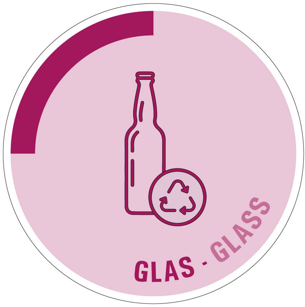 Glas sticker - tweetalig 100 mm