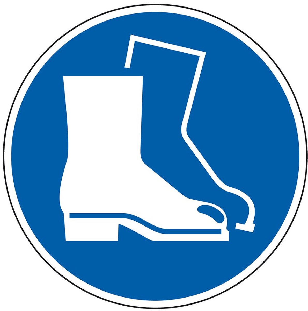 Gebodsbord 'Veiligheidsschoenen verplicht', ISO 7010 Ø 200 mm
