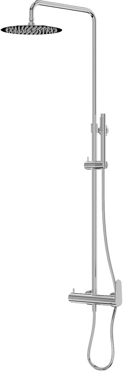 LAVITA® Glijstang Doucheset met Handdouche en Regendouche CETUS – Chroom Ronde - Keramische Cartouche, ééngreeps, Waterbesparend - Hoofddouche - Douchecombinatie voor extra hygiëne en comfort