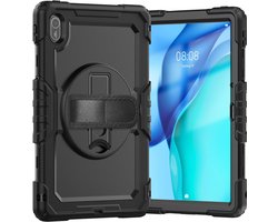 Hoes met ingebouwde Screenprotector Geschikt voor Huawei MatePad SE 11 (2024) | Inclusief 360° Draaibare Handriem en Schouderriem | Extreme bescherming | Ideaal voor zakelijk gebruik | Zwart