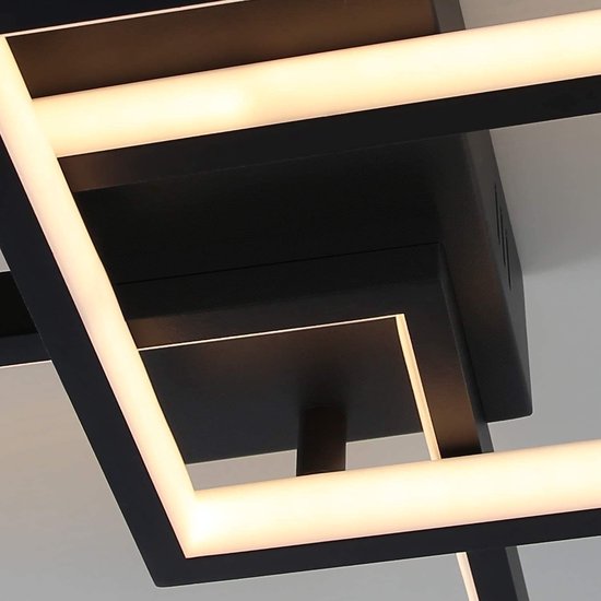 Klassieke led-plafondlamp, woonkamerlamp, dimbaar, zwart, rond paneel, lamp, 80 cm, led, kantoor, plafondlamp, metaal, acrylscherm, moderne plafondverlichting met afstandsbediening, voor slaapkamer, keuken, eetkamer