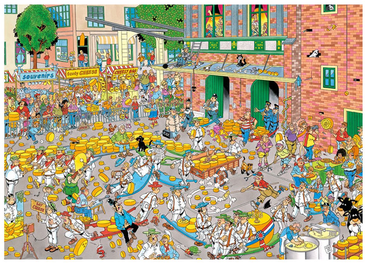 Bol.com Jan van Haasteren - De Kaasmarkt & Skûtsjesilen - Puzzel - 2x1000 stukjes aanbieding