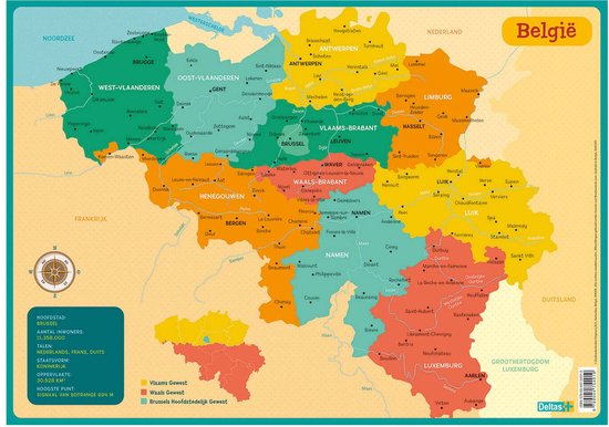 Dessous de verre pédagogiques - carte Belgique