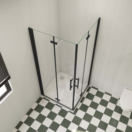 Doucheset Ixia 90x90 Zwart Hoge Douchebak Daisy Wit Sifon