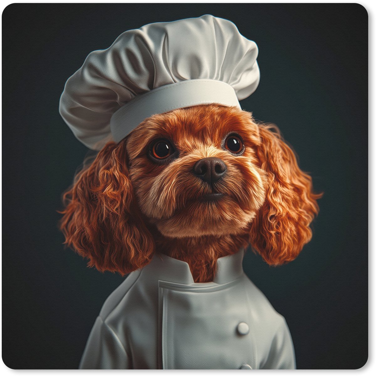 Muismat XXL 40x40 cm - Bureau onderlegger - Bureau mat Bruin - Kok - Hondje - Bureaumat - Gaming mousepad xl - Bureaulegger groot - Computer deskmat