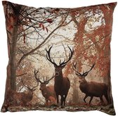 Clayre & Eef Housse de coussin 45x45 cm Marron Polyester Cerfs