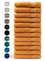Bol.com DoubleDry Handdoeken Set 50 x 100 cm - 12 stuks - 100% zacht katoen 500 g/m2 - 12x Okergeel aanbieding