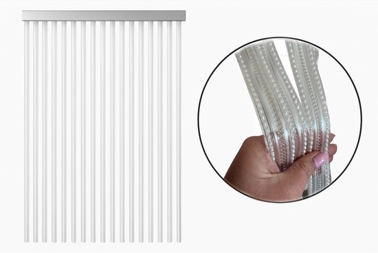 Deurgordijn PVC Tris Wit 90x220cm - 32 Stuks, Lichtdoorlatend & Duurzaam voor Deuren & Ramen