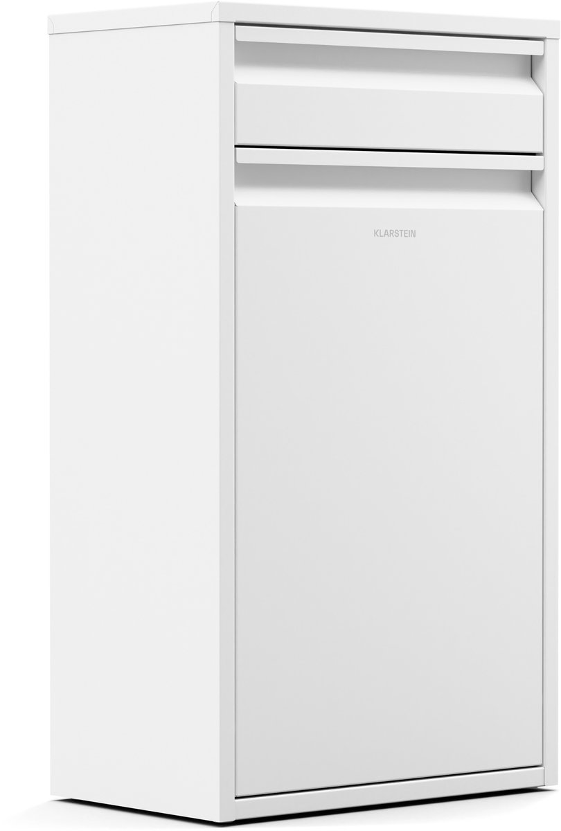 Klarstein Single-Compartment prullenbak 50L - roestvrij staal afvalemmer keuken met lade, wandmontage & geurafsluiting, incl. bevestigingsmateriaal, wit
