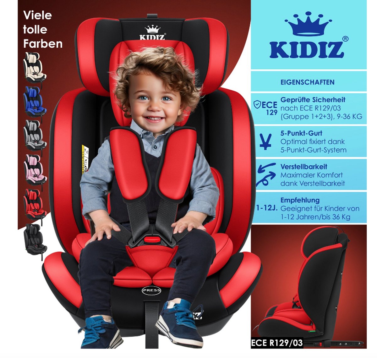 Lorelli Autokinderzitje Ares met isofix, 360 graden draaibaar, (0-36 kg), meegroeiende autostoel, i-size 40-150 cm, groep 0 /1/2/3, babyzitje vanaf de geboorte, 5-puntsgordel, verstelbare hoofdsteun