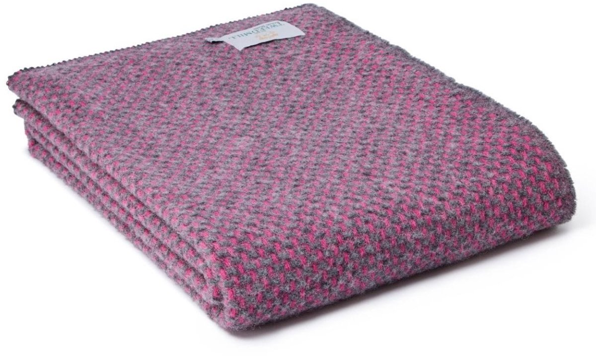Tweedmill Plaid zonder franje Twill Roze met Grijs - 140x200 - Nieuw Wol - Tweedmill UK