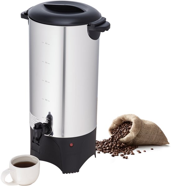 Cafetière professionnelle, 50 tasses, acier inoxydable, grande machine à café, 1000 W, V, cafetière électrique pour une infusion rapide, carafe à eau chaude avec cordon d'alimentation amovible, Argent