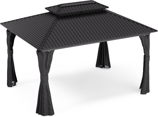 Blumfeldt Tuinhuisje 3X4, Tuinhuisje Waterdicht Stabiel Wintervast, Aluminium Frame & Gegalvaniseerd Stalen Dak, Incl. Gordijnen & Klamboe, Uv-Bescherming, Dubbel Dak, Eenvoudige Montage