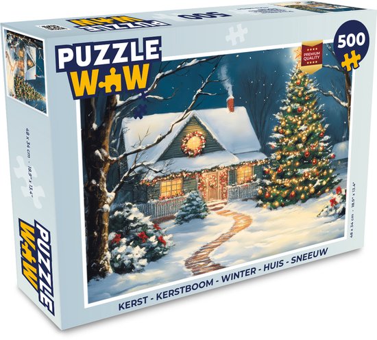 Puzzle Noël - Sapin de Noël - Hiver - Maison - Neige - Puzzle - Puzzle 500 pièces - Noël - Cadeau - Cadeau de Noël pour hommes, femmes et enfants - Puzzle de Noël