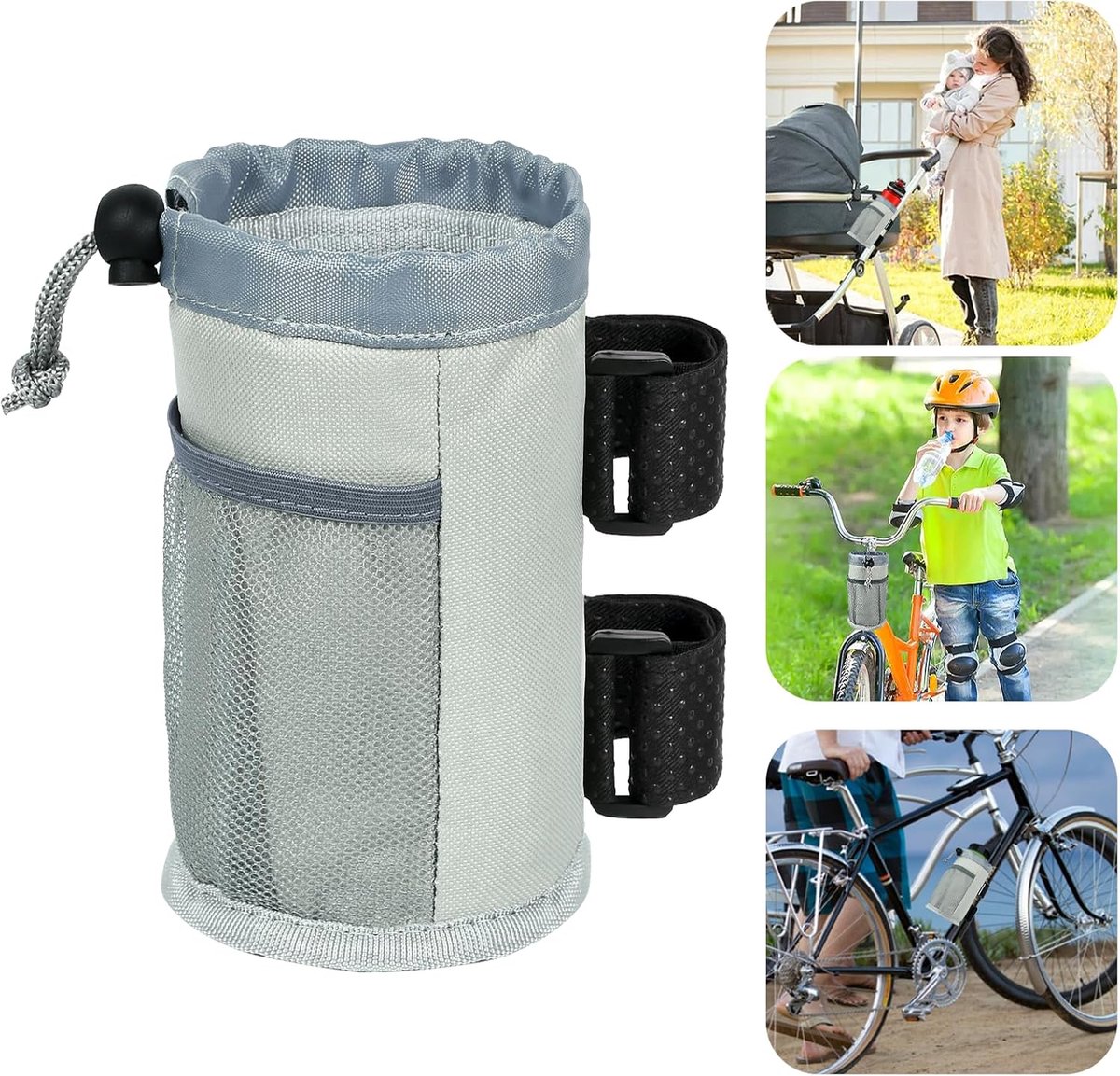 Ibenzoa® Duurzame Fietstassenoplossing met Waterdichte Bidonhouder - Grijs