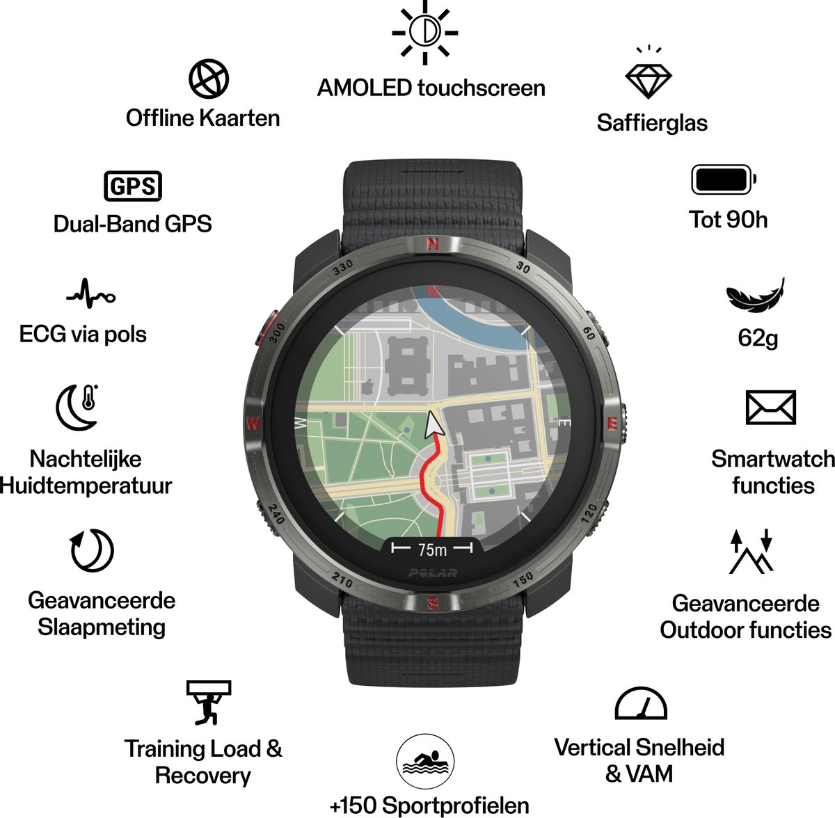 Polar Grit X2 Sporthorloge Zwart S-L - afbeelding 3