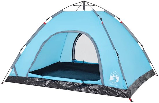 vidaXL - Tent - 4-persoons - snelontgrendeling - blauw van Vidaxl — afbeelding 3