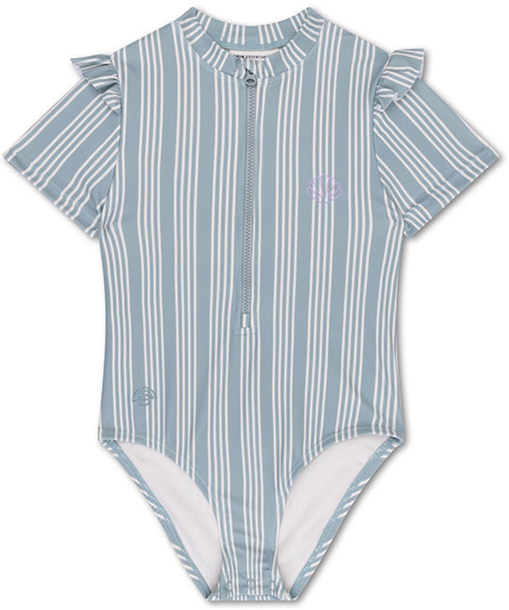 Swim Essentials | Groen Gestreept Gestreept Meisjes UV Badpak met korte mouwen - Maat 122/128