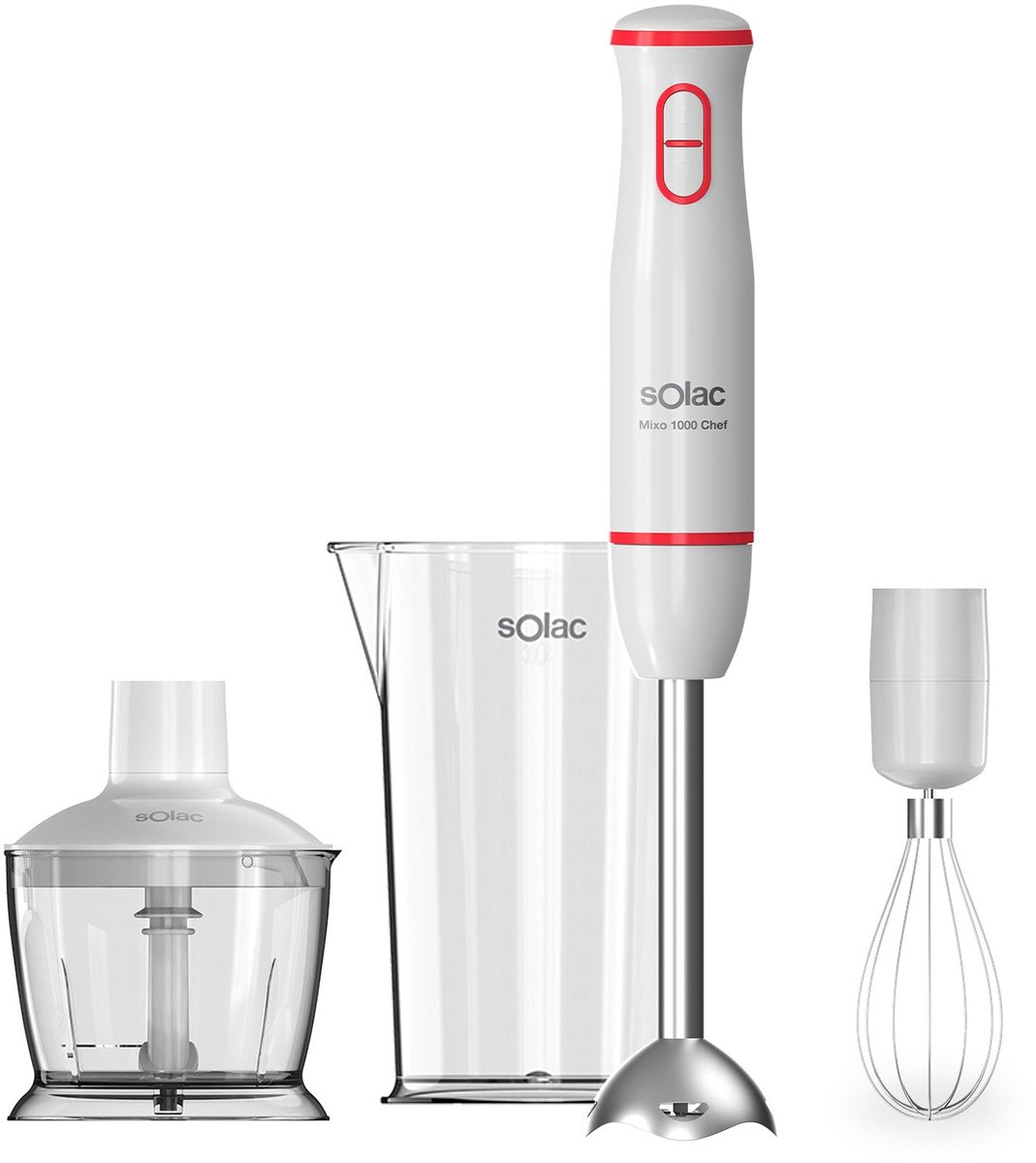 Solac BA5614 Staafmixer 1000 W Rood, Transparant, Wit