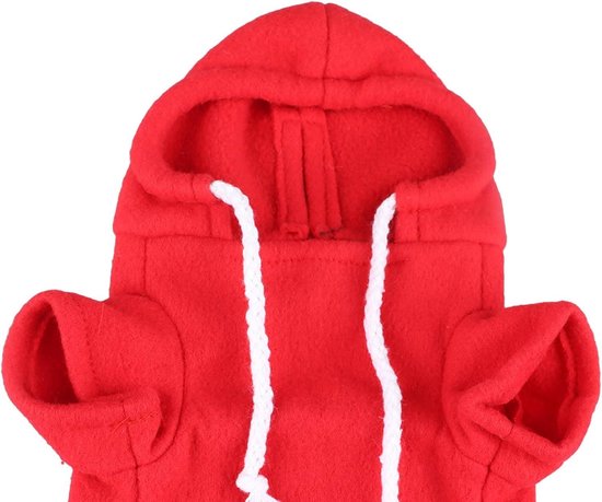 Hoodie met trekkoord voor fretten - Warme, huidvriendelijke en dikke kleding voor kleine dieren voor feestjes (Rood) van Merkloos	 — afbeelding 3