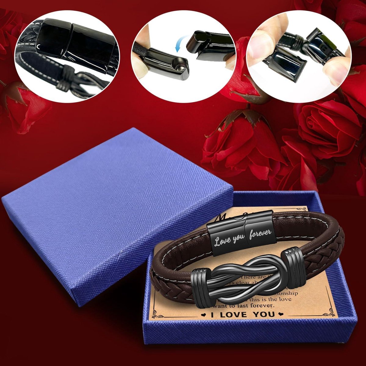 Armband Infinity Zilver Zwart Heren