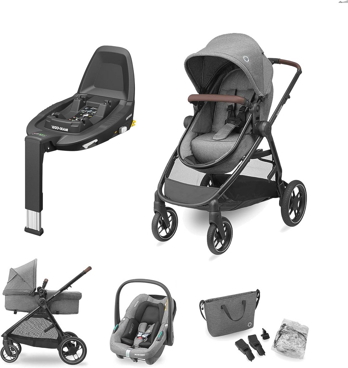 Image of 3-in-1 Kinderwagen Set met Autostoel en Luiertas - Geschikt van Geboorte tot 4 Jaar - Zwart