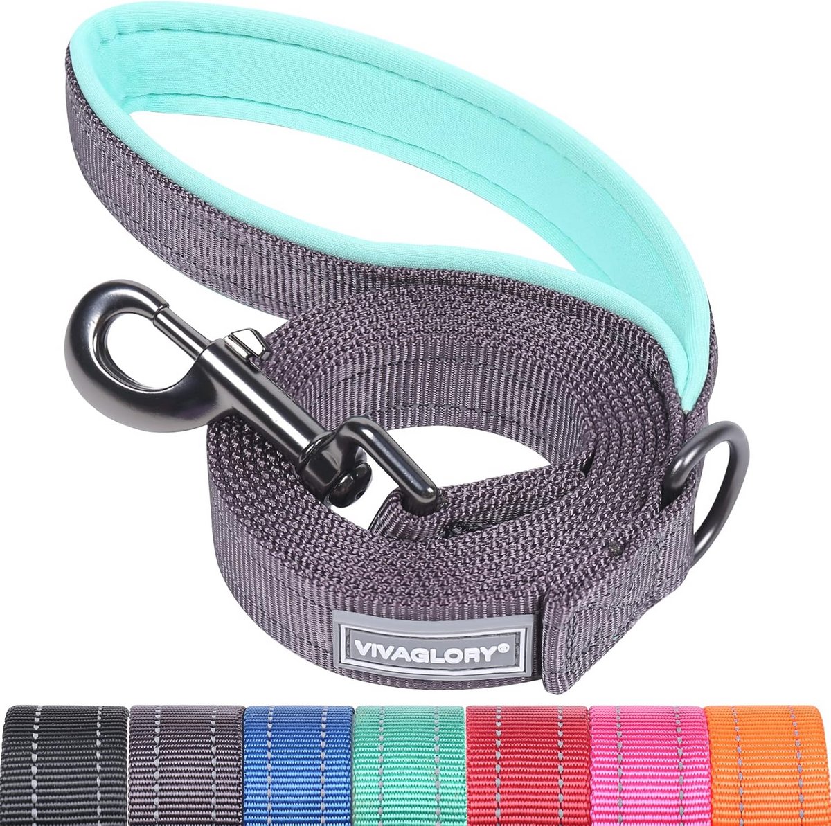 Reflecterende hondenriem met gevoerde handgreep - Heavy Duty 1,5 m lange nylon trainingsriem voor middelgrote en grote honden