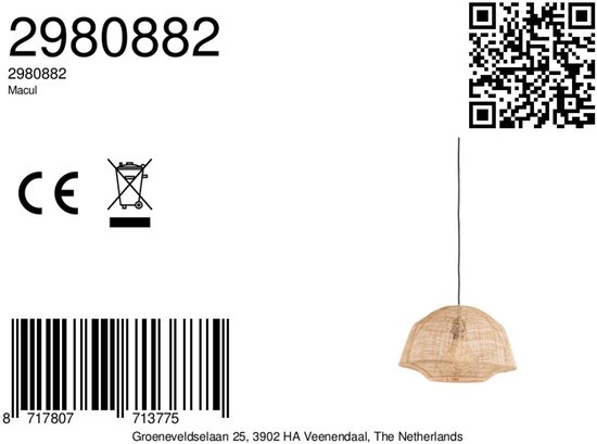 Lampe à Suspension Light & Living Macul - Jute - 40cm