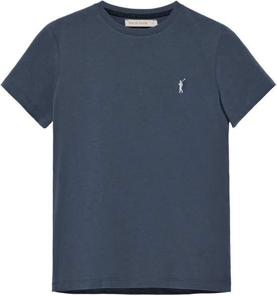 T-shirt ras du cou bleu denim avec logo Rigby Go brodé