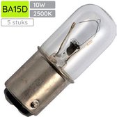 Signaallamp Ba15d 12V 10W - 833 mAh - 5 stuks - T16 Gloeilamp Ø16mm - 45mm - 2500K - Dimbaar